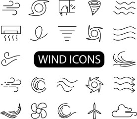 Wind icons. Whirlwind sign. Tornado. Hurricane. Hurricane - storm