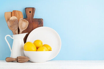Fototapeta na wymiar Cooking utensils on kitchen table