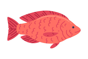Red Snapper Fish as Seafood and Fresh Sea Product Vector Illustration