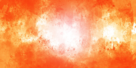 Beautiful orange abstract watercolor macro texture background. Abstract vector bright orange color banner, print. Watercolor hand drawing handmade technique aquarelle.