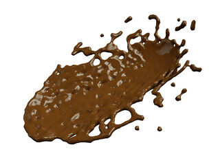 3D illustration of a chocolate splash with transparent background.	