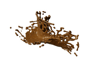 Chocolate stream and wave isolated chocolate wave in transparent background.	