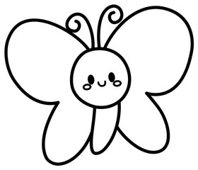 Cute kawaii butterfly outline doodle