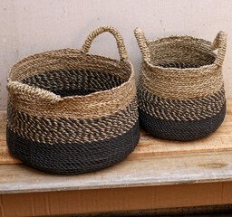 basket on a wooden table