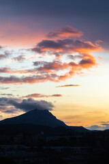 the Sainte Victoire mountain in the light of a cloudy winter morning