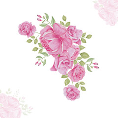 watercolor flowers. floral illustration, Leaf and buds. Botanic composition for wedding or greeting card. watercolor vector illustration