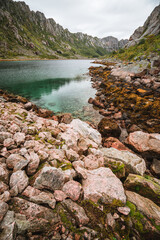 Majestic norwegian lake with clear and bright turquoise water
