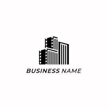 logo design strip film and building