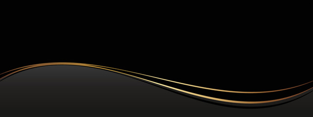 Fototapeta 高級感のあるラインのバナー　ブラック＆ゴールド obraz