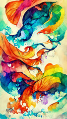 Artistic rainbow colors splash watercolor background. Bright illustration Generative AI Content by Midjourney