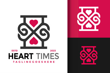 Heart Time Hourglass Logo Logos Design Element Stock Vector Illustration Template