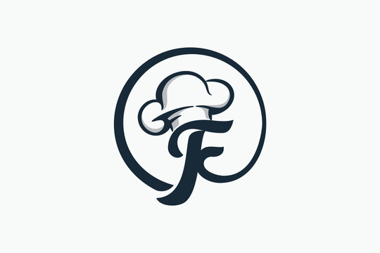 chef logo with a combination of letter f and chef hat for any business especially for restaurant, cafe, catering, etc.