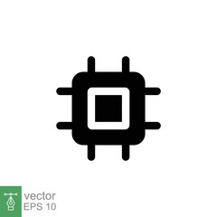 Microchip icon. Simple solid style. Computer processor, chip, tech logo, electronic, technology concept. Glyph, silhouette symbol vector illustration design isolated on white background. EPS 10.