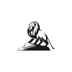 lion silhouette black logo concept template