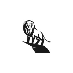 lion silhouette black logo concept template