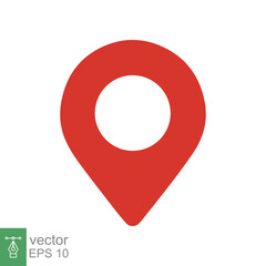 Pin map icon. Simple flat style. Red place location tag, destination point mark, geo marker, pointer, navigation concept. Vector illustration design isolated on white background. EPS 10.