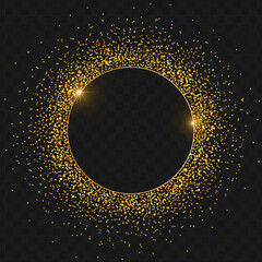 Golden round glitter frame with space for text