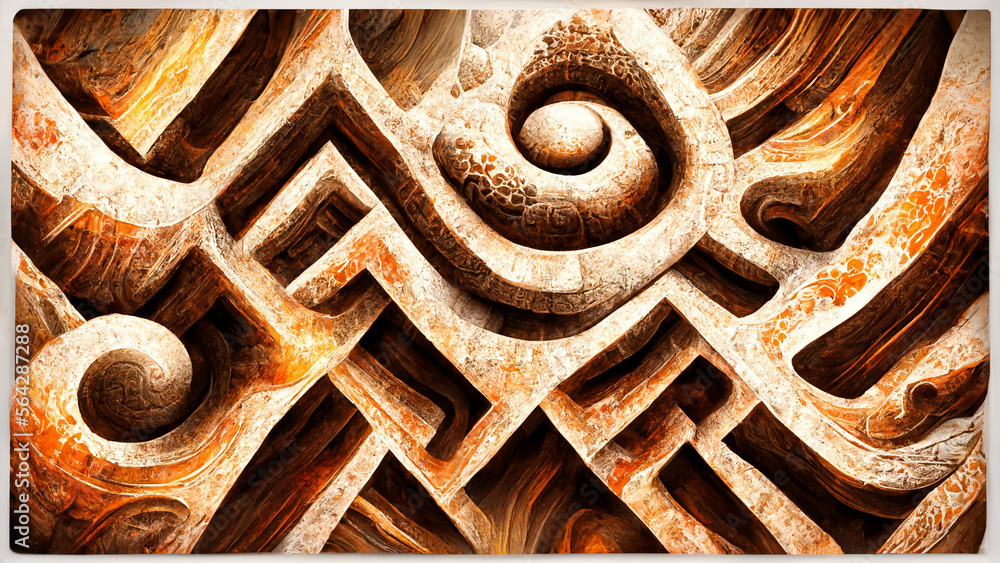 Fototapete mayan style abstract background element. fractal graphics illustration generative ai content by midj