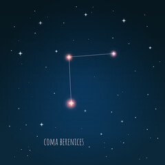 Constellation Coma Berenices scheme in starry sky. Open space. Vector illustration, constellation  through a telescope © iryna
