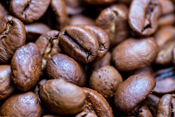 Coffee beans close-up.Macro photo of coffee beans.