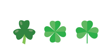 Fototapeta premium Good luck shamrock or a four leaf clover flat vector icon. Vector EPS.