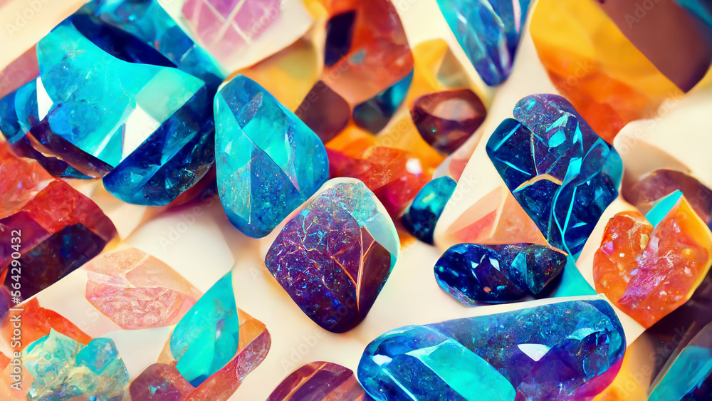 Poster blue multilayer pattern of interlocking gems diamods illustration generative ai content by midjourne