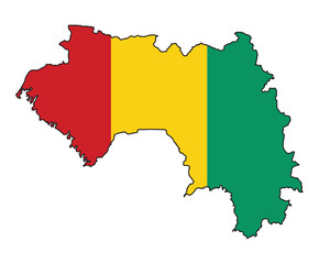 Fototapeta premium Guinea Siluouette Flag Map Isolated On White