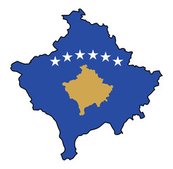 Kosovo Outline Flag Map