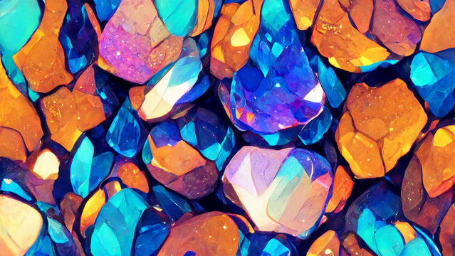 blue multilayer pattern of interlocking gems diamods illustration Generative AI Content by Midjourney