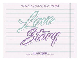 Love Story Sketch Paper editable text effect