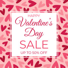 Special offer Valentine's Day banner template with hearts pattern. Template for poster, banner, flyer, social media