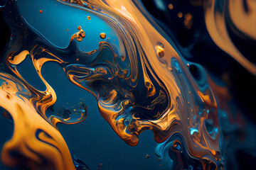 Beautiful abstract fluid art background texture. ink and gold mixed texture. Generative ai