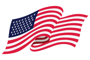 Fototapeta premium Waving flag. American flag on white background. National flag waving symbol. Banner design element