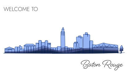 Baton  Rouge city skyline. continuous line drawing Linear style. Vector illustration.