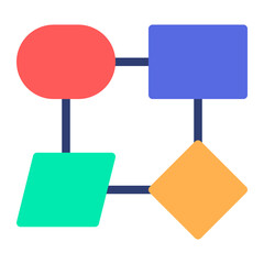 solated flowchart in flat icon on white background. Workflow, process, scheme, structure, layout