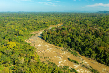 Aerial view of  the rapids on the Song Dong Nai River in Cat Tien National Park, Vietnam