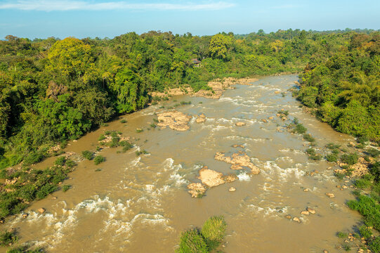 Aerial view of  the rapids on the Song Dong Nai River in Cat Tien National Park, Vietnam