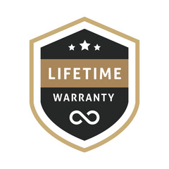 Lifetime warranty vector symbol in white background.