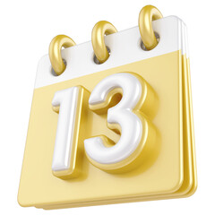Obraz premium 13th Day Of Month 3D Calendar Icon With Generative AI