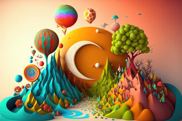 Fototapeta premium Fairy tale planet earth, Generative AI