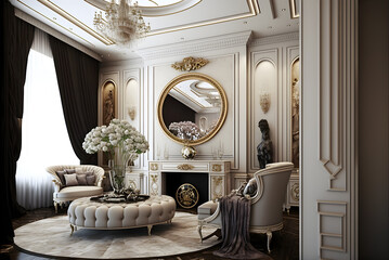 Luxury hotel room in Paris generative ai