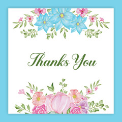 beautiful wedding and invitation card with floral and leaves frame.watercolor vector illustration