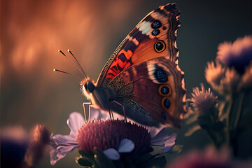 butterfly on flower- Created with Generative AI Technology