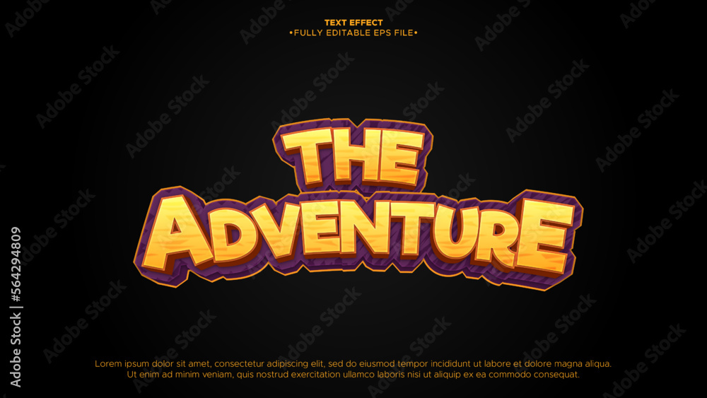 Poster adventure 3d animated text effect with fully editable for movie title and headline