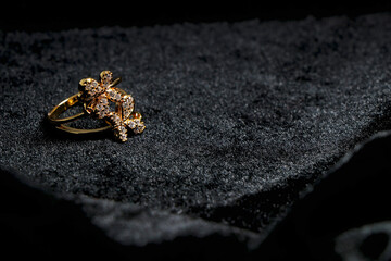 Artificial ring on black background