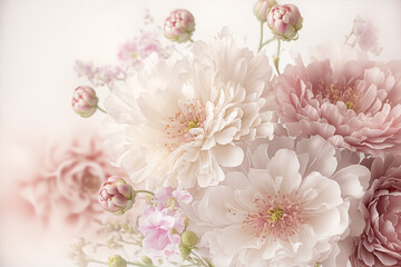 Soft Pink flowers for wedding background. Valentine's day flowers background. Generative AI