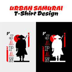 Urban samurai. Silhouette japan samurai vector for design t-shirt concept. Silhouette samurai. Japanese t-shirt design. Samurai Vector Illustration
