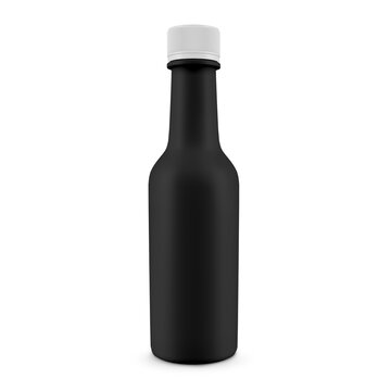 Black plastic bottle isolated transparent