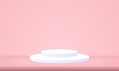 pink white podium showing product display background
