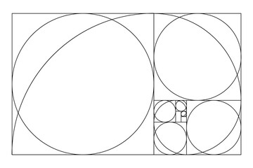 Golden ratio geometric concept set. Divine proportion collection. Geometric shapes with ideal section composition icons. Geometry harmony and balance vector illustration